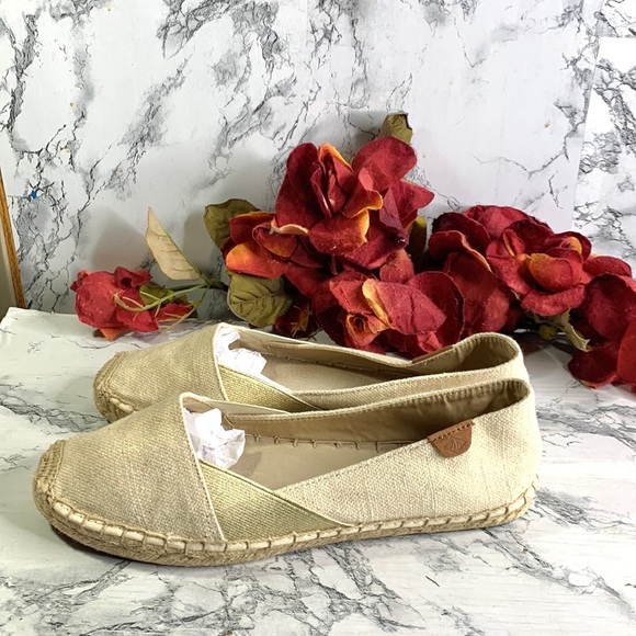 Sperry Topsiders Catma Cape Metallic Gold Linen Slip on Espadrilles - Picture 1 of 11